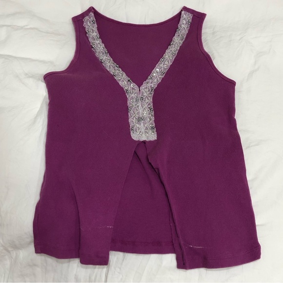 Y2K sequined magenta v-neck - Picture 1 of 5